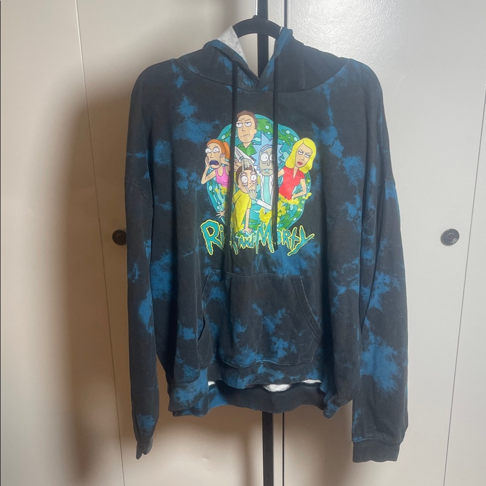 Men's Black and Blue Tie-Dye Hoodie
